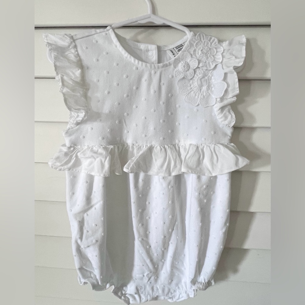 Janie and Jack White Textured Baby Romper